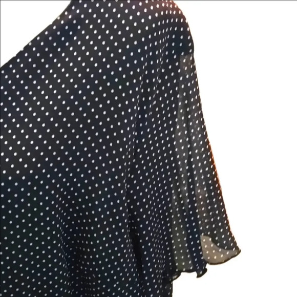 VTG Sag Harbor 2 pc Dress Midnight Blue White Polka Dots Layered Skirt size 2X - Picture 3 of 16